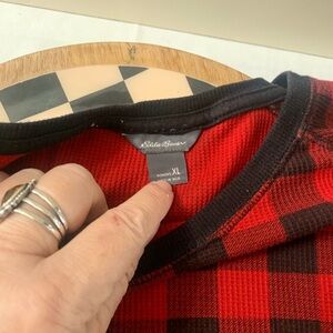 Eddie Bauer Red and Black Check Pajama Top and bottom